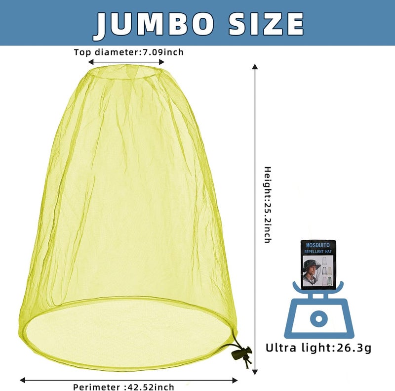 JayruiMice Oversized Mosquito Net 42 x 25 Inches Ultra Large Mosquito Head Net Face Neck Fly Mesh Netting Fits All Hats for Outdoor Camping Hiking Fishing Gardening Safari(Yellow) - Image 2